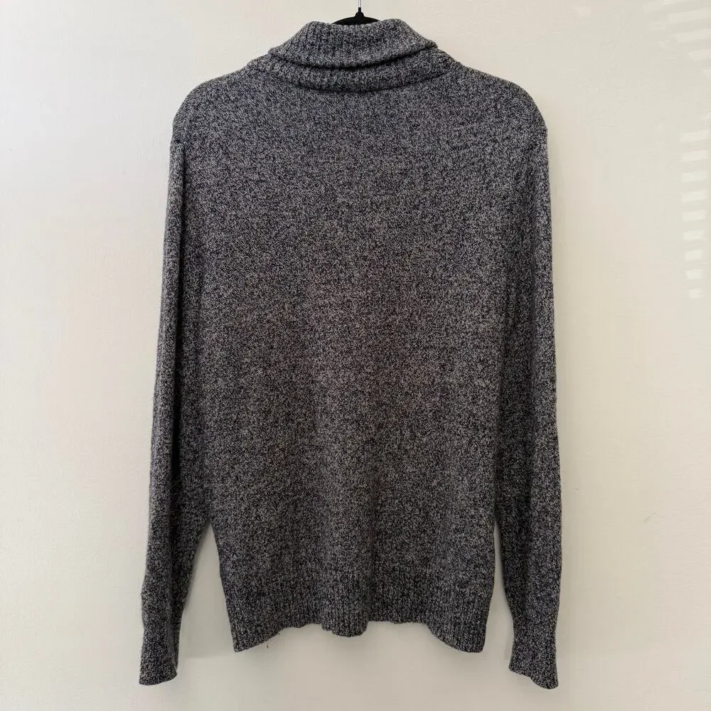 J. Crew Blue Marled Rugged Merino Wool Blend Shawl Collar Sweater Medium